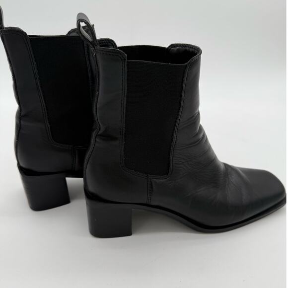 Aldo Leather Black Foal Chelsea Boot Block Square Heel Modern Minimalist 9 - Picture 1 of 7